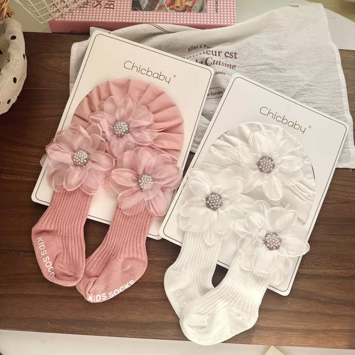 Set gorro turbante con calcetin para niñas (90-52)