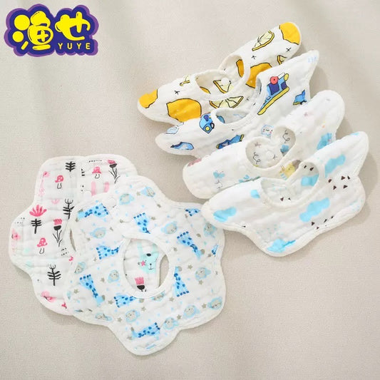 6 pcs baberos algodón impermeable para bebé （1603)