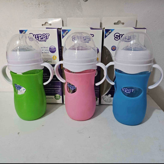 Mamadera vidrio con silicona 240 ml (A-4)