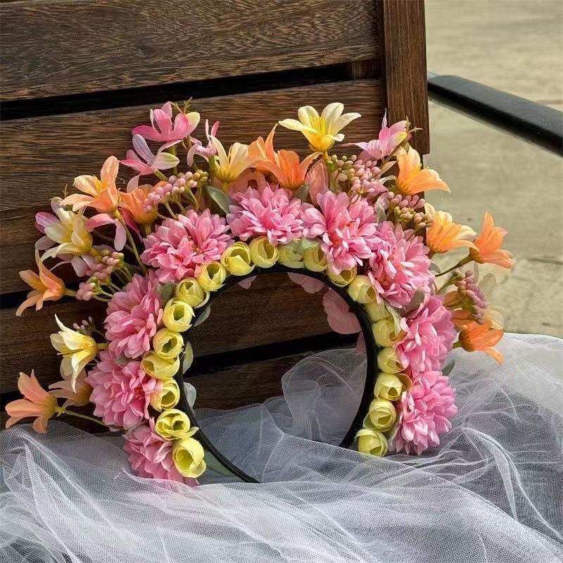 Diadema con horquilla de flores para niños (p-248)