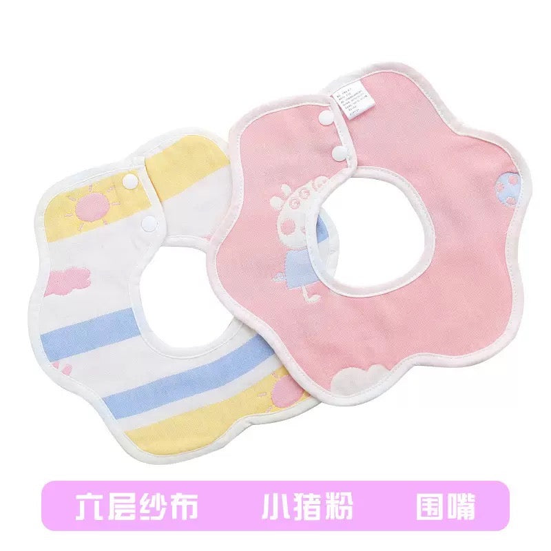 6 pcs baberos algodón impermeable para bebé (1604)