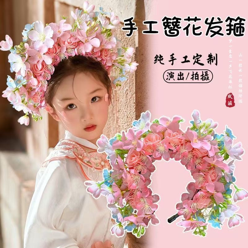 Diadema con horquilla de flores para niños (p-248)