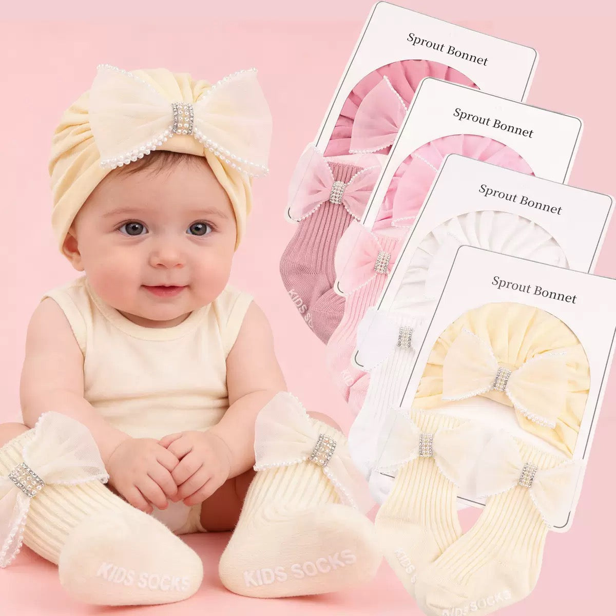 Set gorro turbante con calcetin para niñas (90-53)