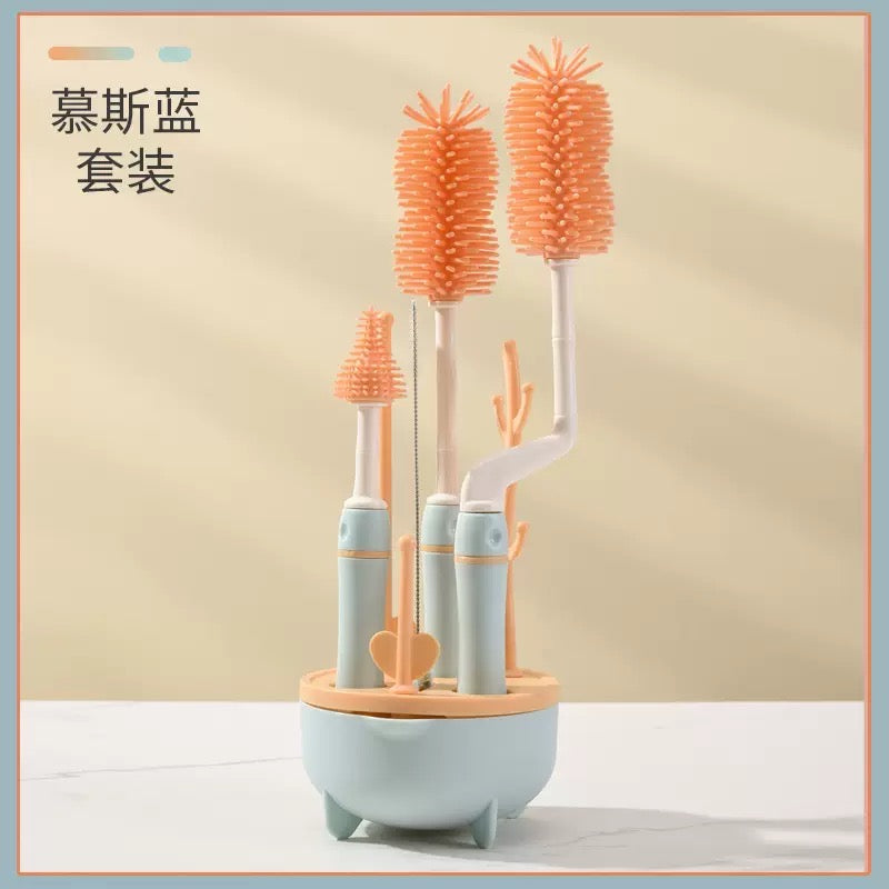set cepillo silicona para limpiar mamadera con cajita (99-105)