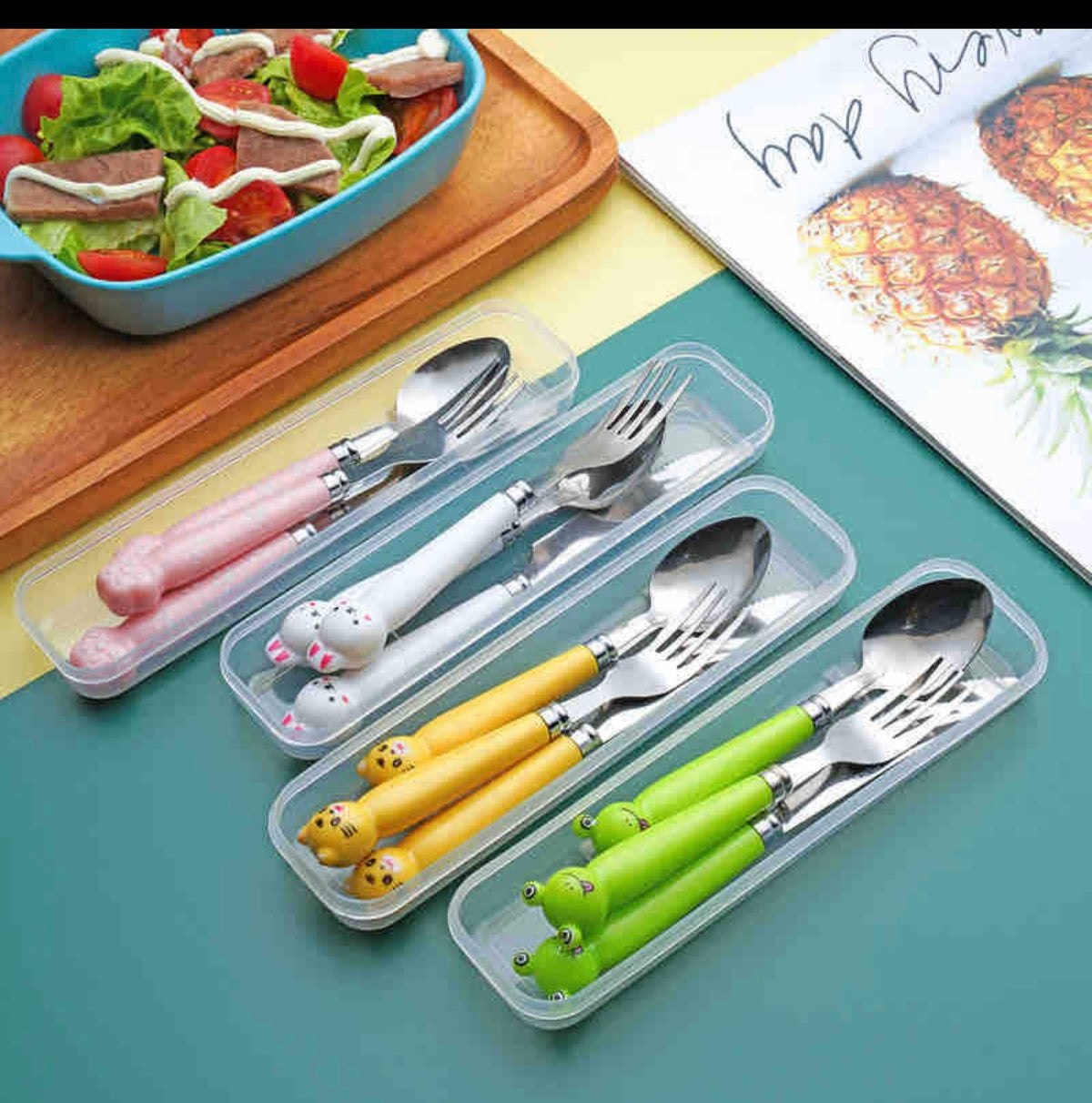 set cubiertos con cajita 3 en 1 （84-249）
