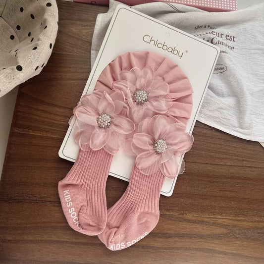 Set gorro turbante con calcetin para niñas (90-52)