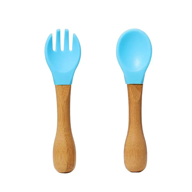 set cubiertos silicona dos colores de bebé (ONBY-22)